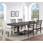 Steve Silver Hutchins Washed Espresso Wood 7-Piece Dining Set with 2 Upholstered Chairs