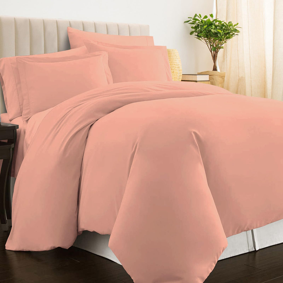 Pizuna Pure 100% Cotton King Duvet Cover Set, Luxurious 400 Thread Count Long Staple Cotton Sateen Weave With Button Closure (Co