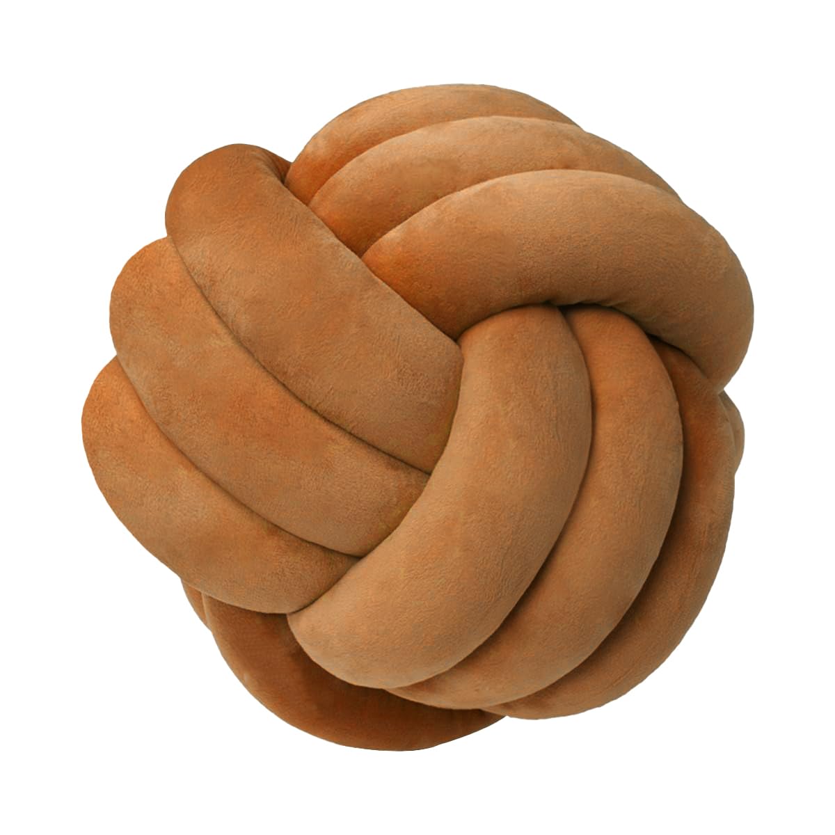 Lusjnge Decorative Throw Knot Pillow Ball For Home Chair Sofa Aesthetic Round Velvet Knotted Pillow Cushion (Caramel, 11Inches)