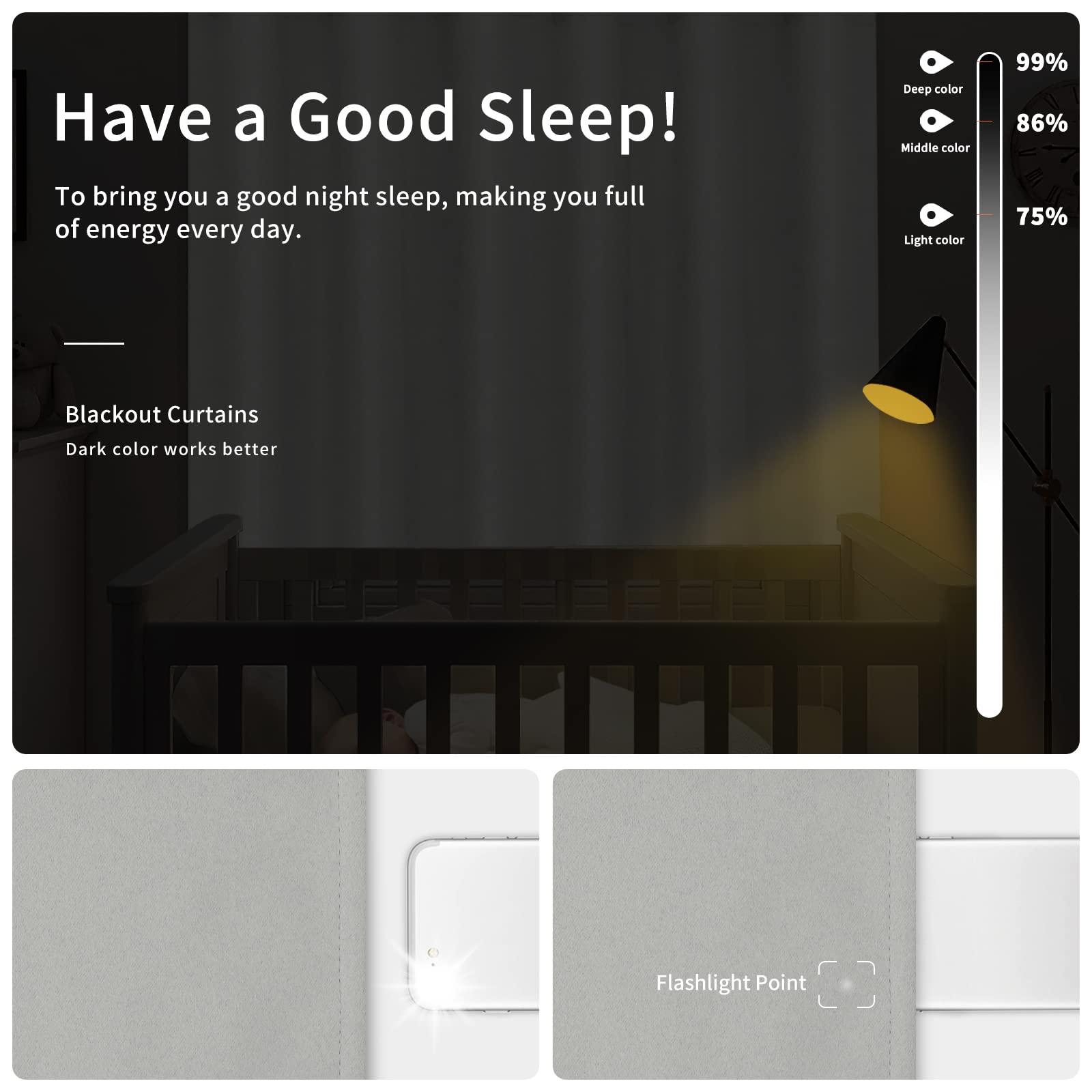 Easy-Going Blackout Curtains For Bedroom, Solid Thermal Insulated Grommet And Noise Reduction Window Drapes, Room Darkening Curtains For Living Room, 2 Panels (34X45 In, Light Gray)