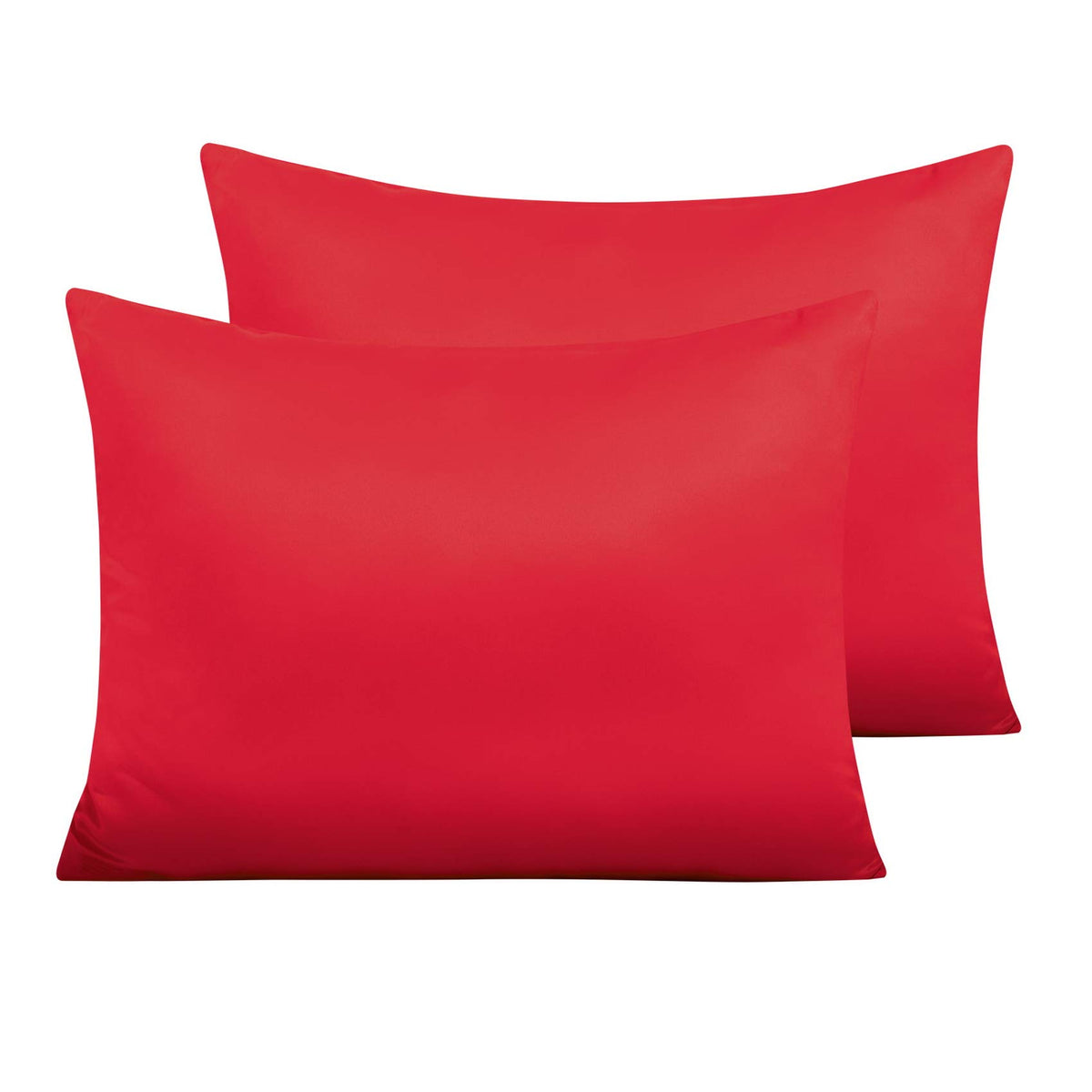 Ntbay Zippered Satin Pillow Cases For Hair And Skin, Luxury Standard Hidden Zipper Pillowcases Set Of 2, 20X26 Inches, Red