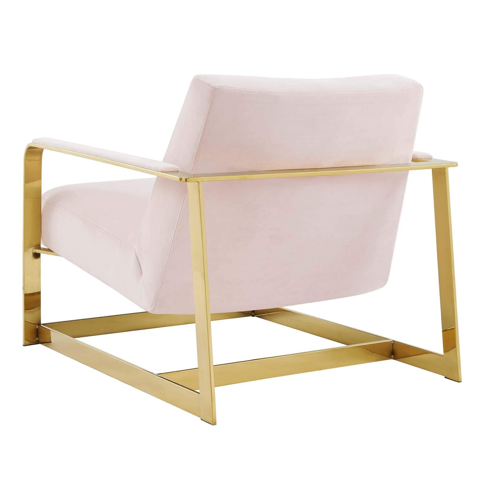 Modway Seg Performance Velvet Accent Chair, Gold Pink