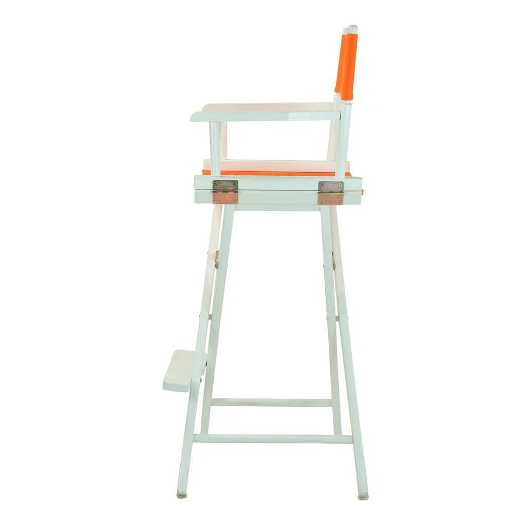 Casual Home Director'S Chair ,White Frame/Tangerine Canvas,30" - Bar Height
