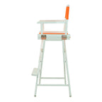 Casual Home Director'S Chair ,White Frame/Tangerine Canvas,30" - Bar Height