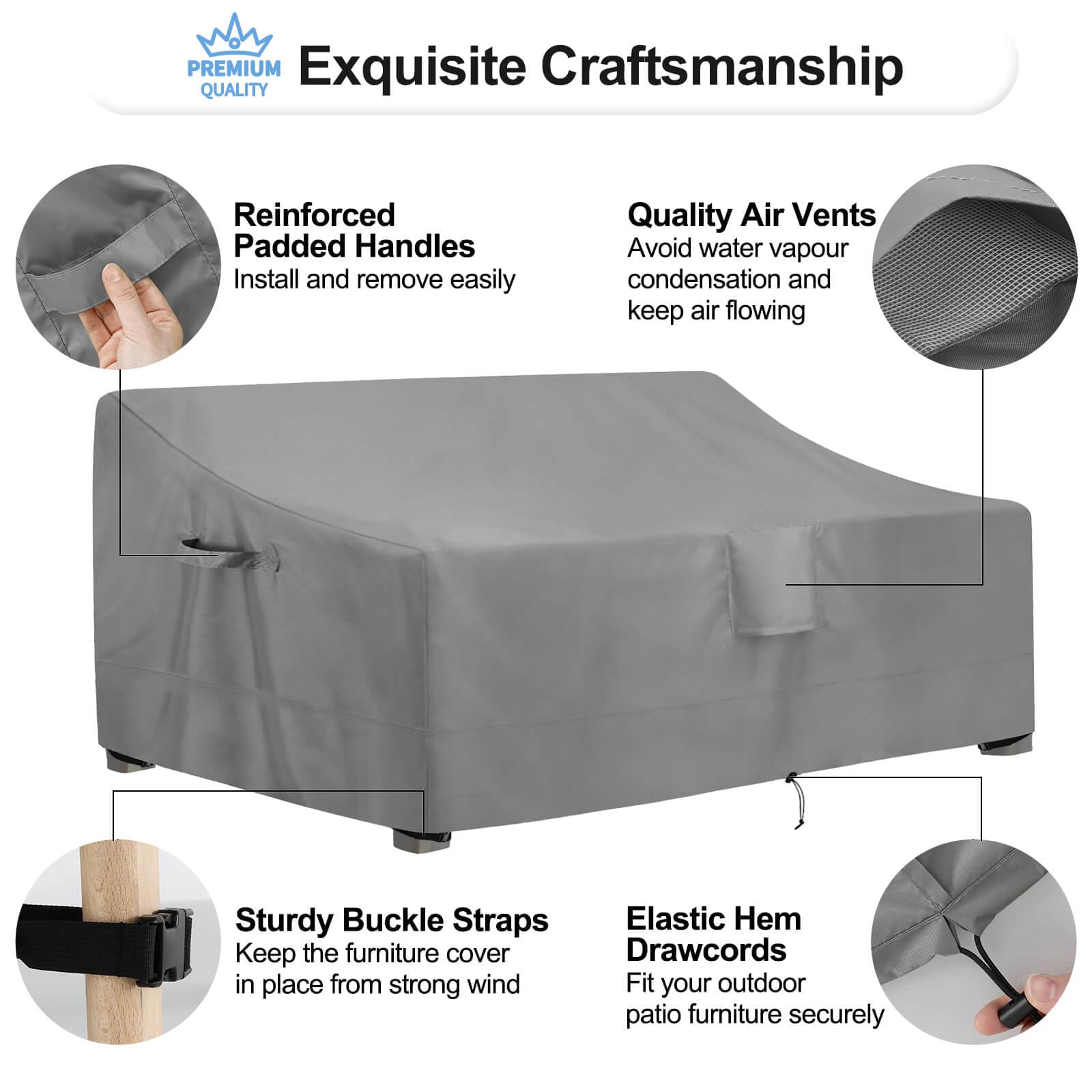 Outdoorlines Outdoor Waterproof Patio 4-Seater Couch Cover - Uv Resistant Patio Sofa Furniture Covers Weatherproof Heavy Duty Glider Covers For Outdoor Furniture, 104Wx32.5Dx33H Inches, Gray