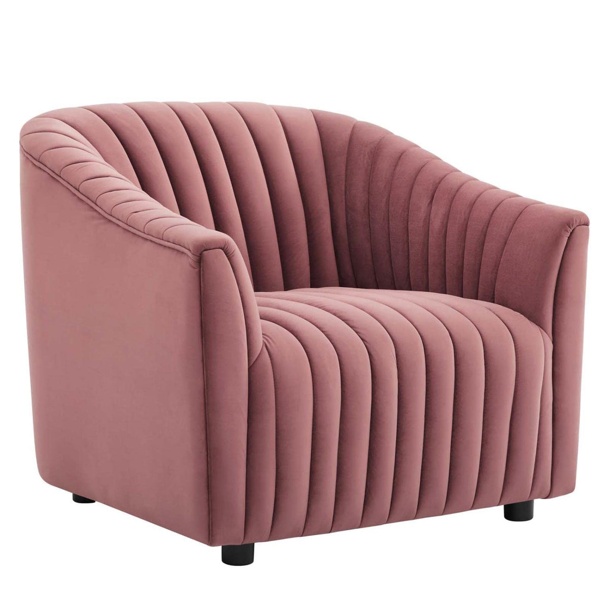 Modway Announce Performance Velvet Channel Tufted Armchair, Dusty Rose