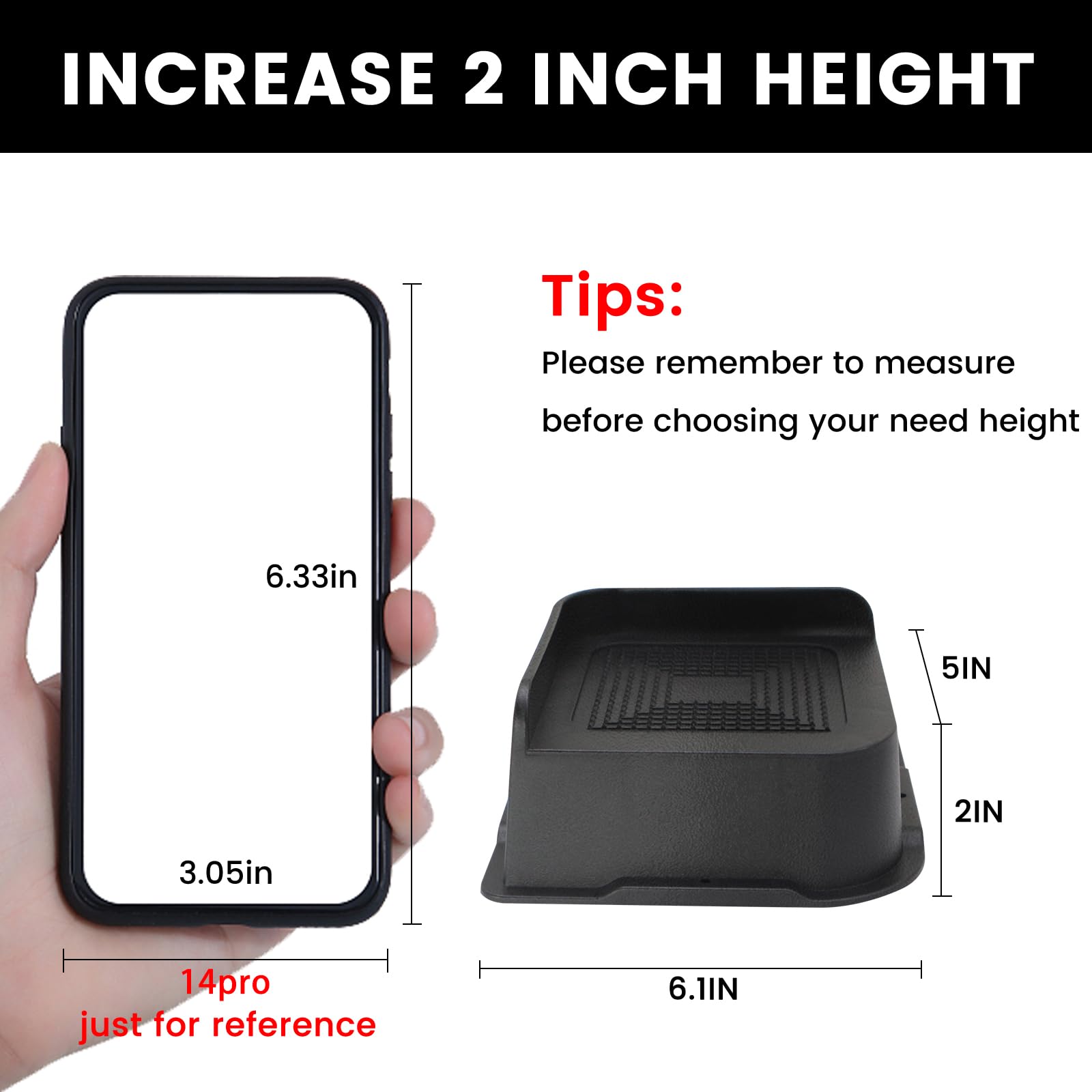 Mymulike Bed Risers 2 Inch Oversized Furniture Risers, Support Up To 6000 Lbs, Lift 2 Inch For Couch, Sofa, Table,Chair (Black 4