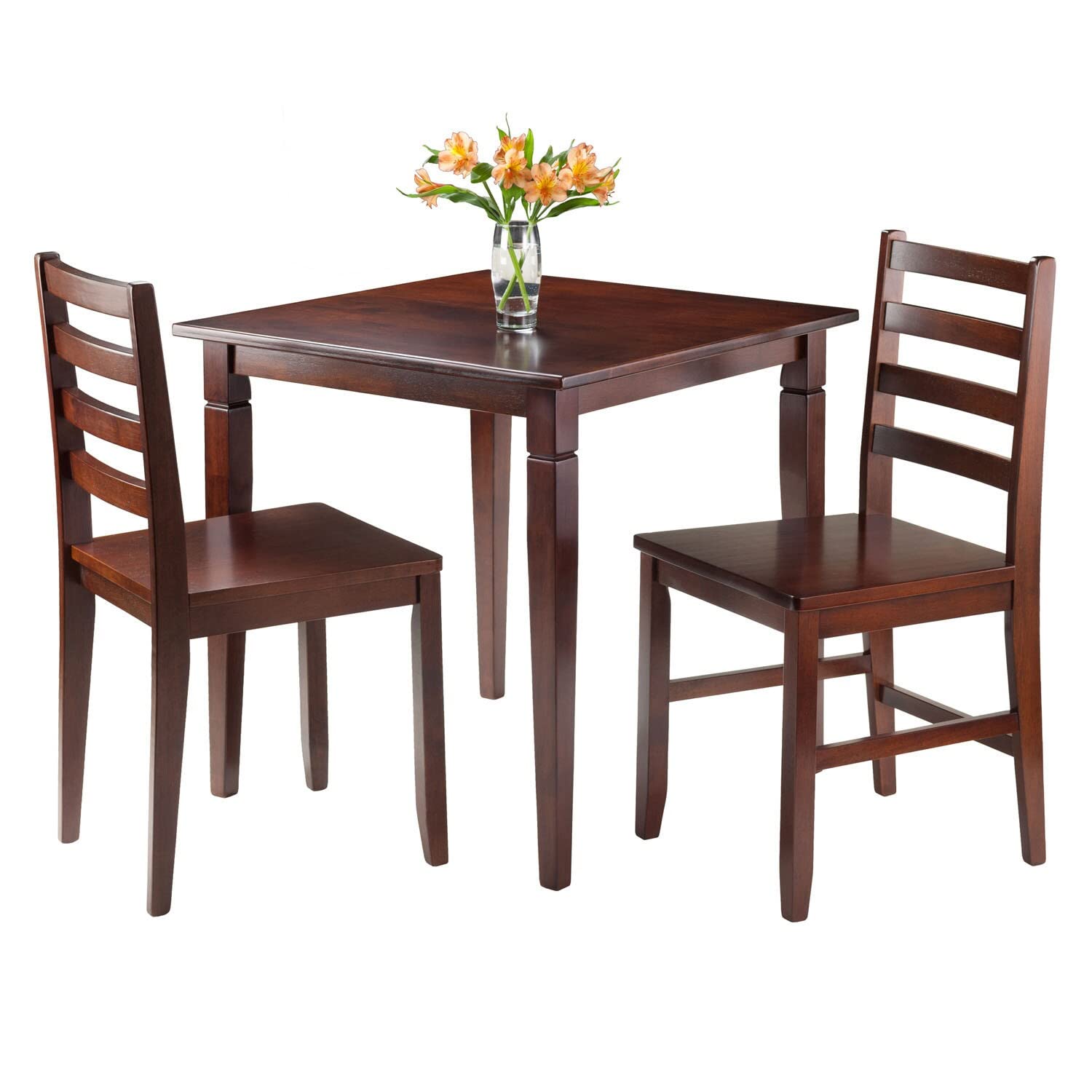 Winsome Kingstate Dinning Table with 2 Hamilton Ladder Back Chairs, Brown