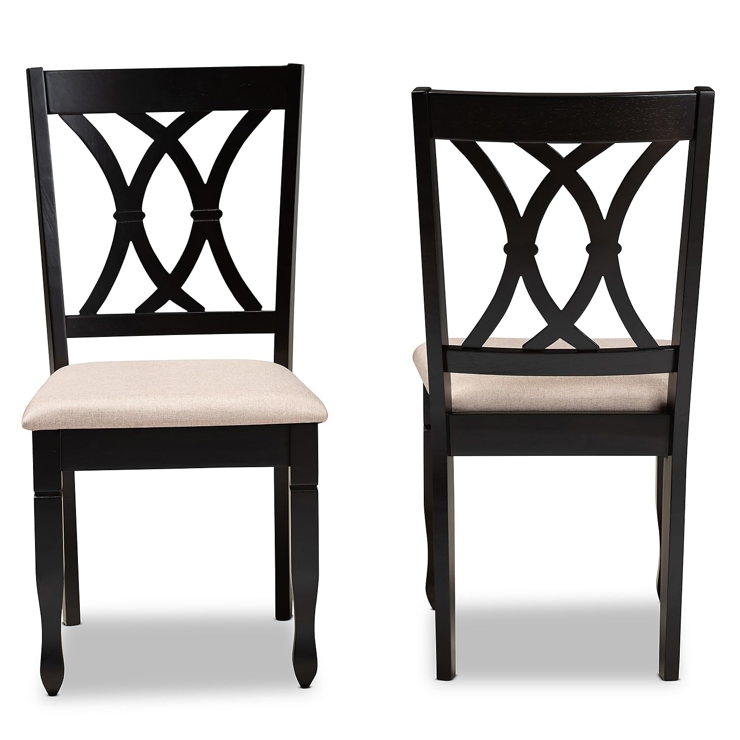 Baxton Studio Reneau Contemporary Fabric Dining Chair, Sand Brown and Espresso, 2/Set (162-2PC-10527HT)