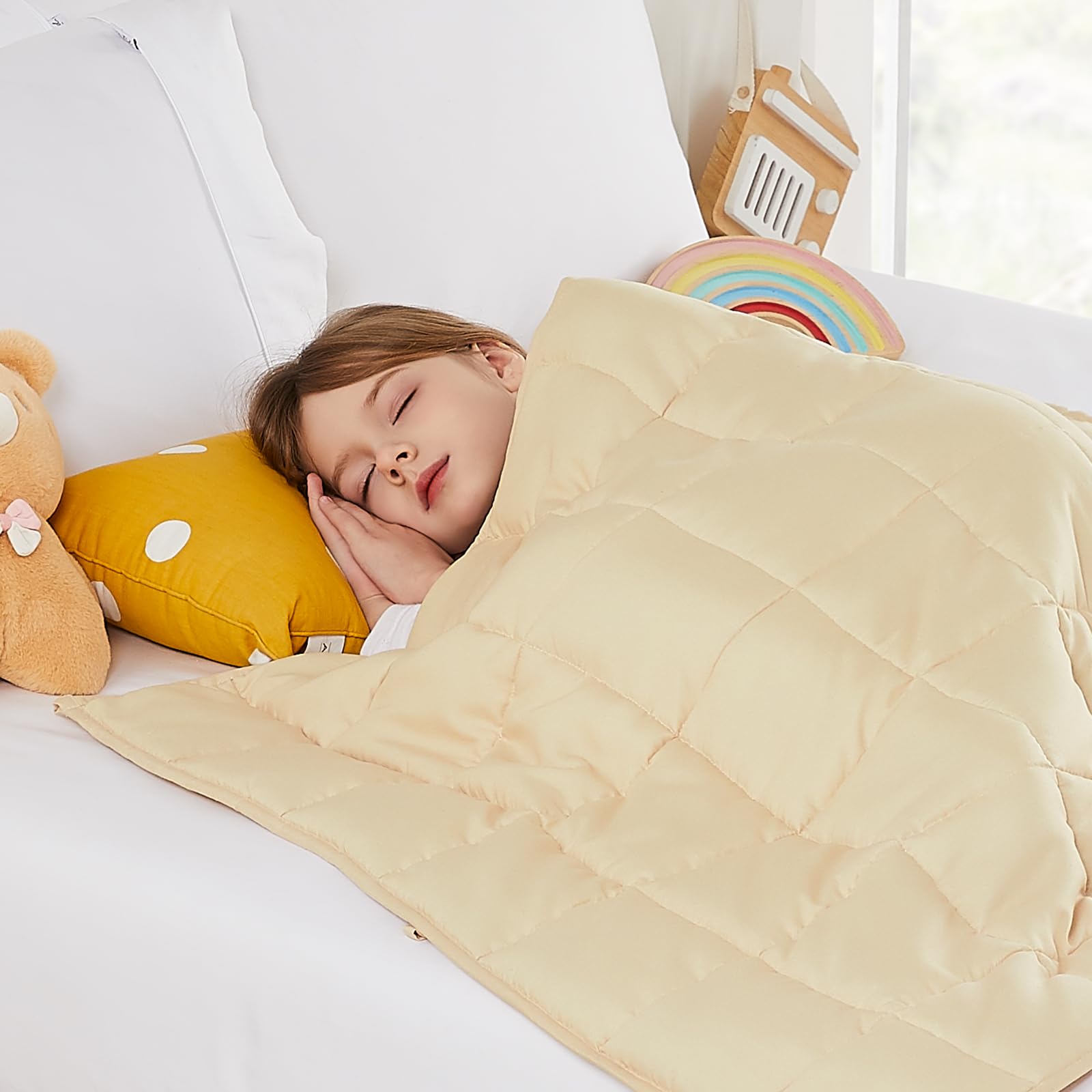 Hosukko Weighted Blanket - Weighted Blanket 3 Lbs Ivory Heavy Blanket - Breathable Blanket(36 * 48 Inches, 3 Lbs)