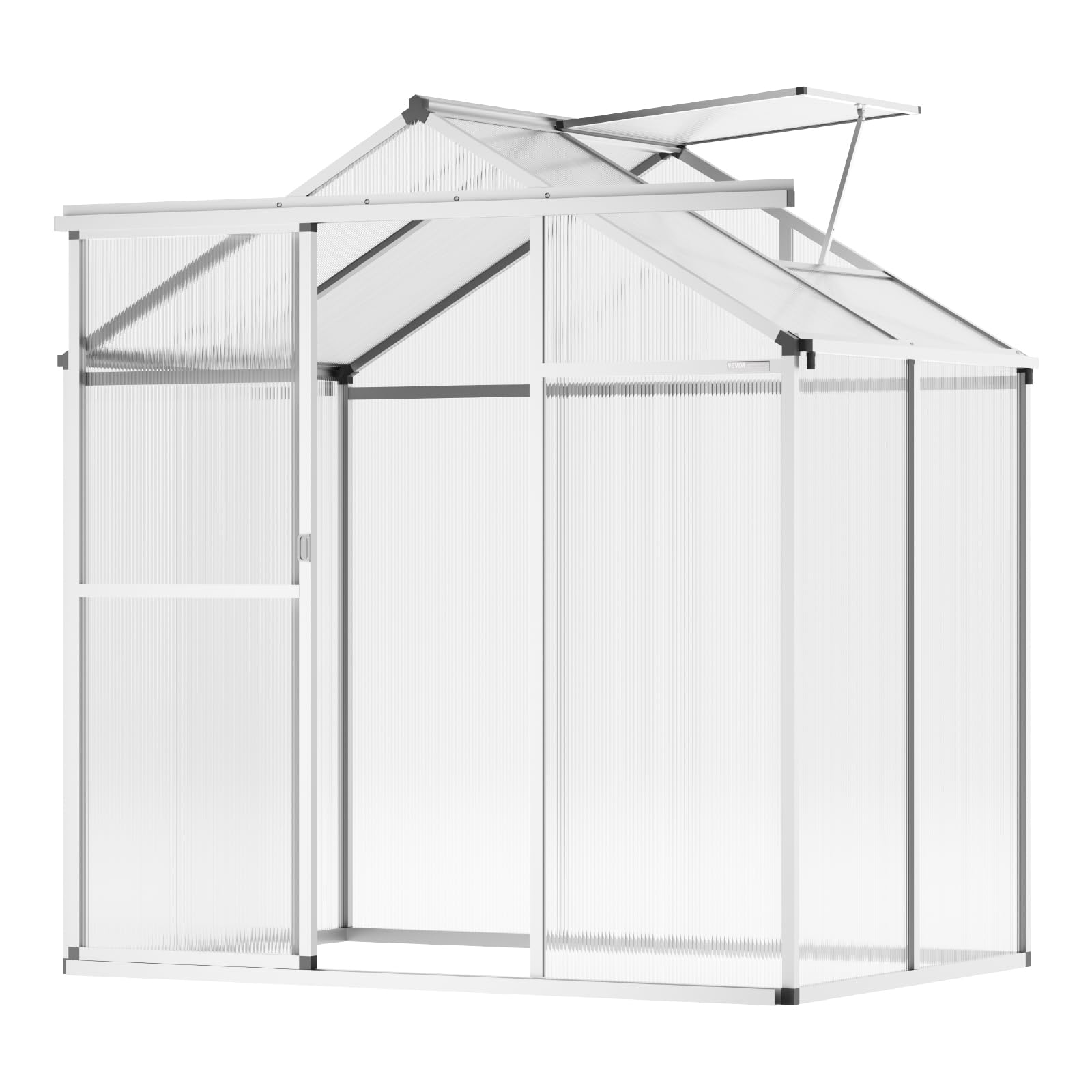 VEVOR Polycarbonate Greenhouse, 6 x 4 Ft, Outdoor Greenhouse with Adjustable Vent Windows, Pavilion Styled Greenhouse with Slidi