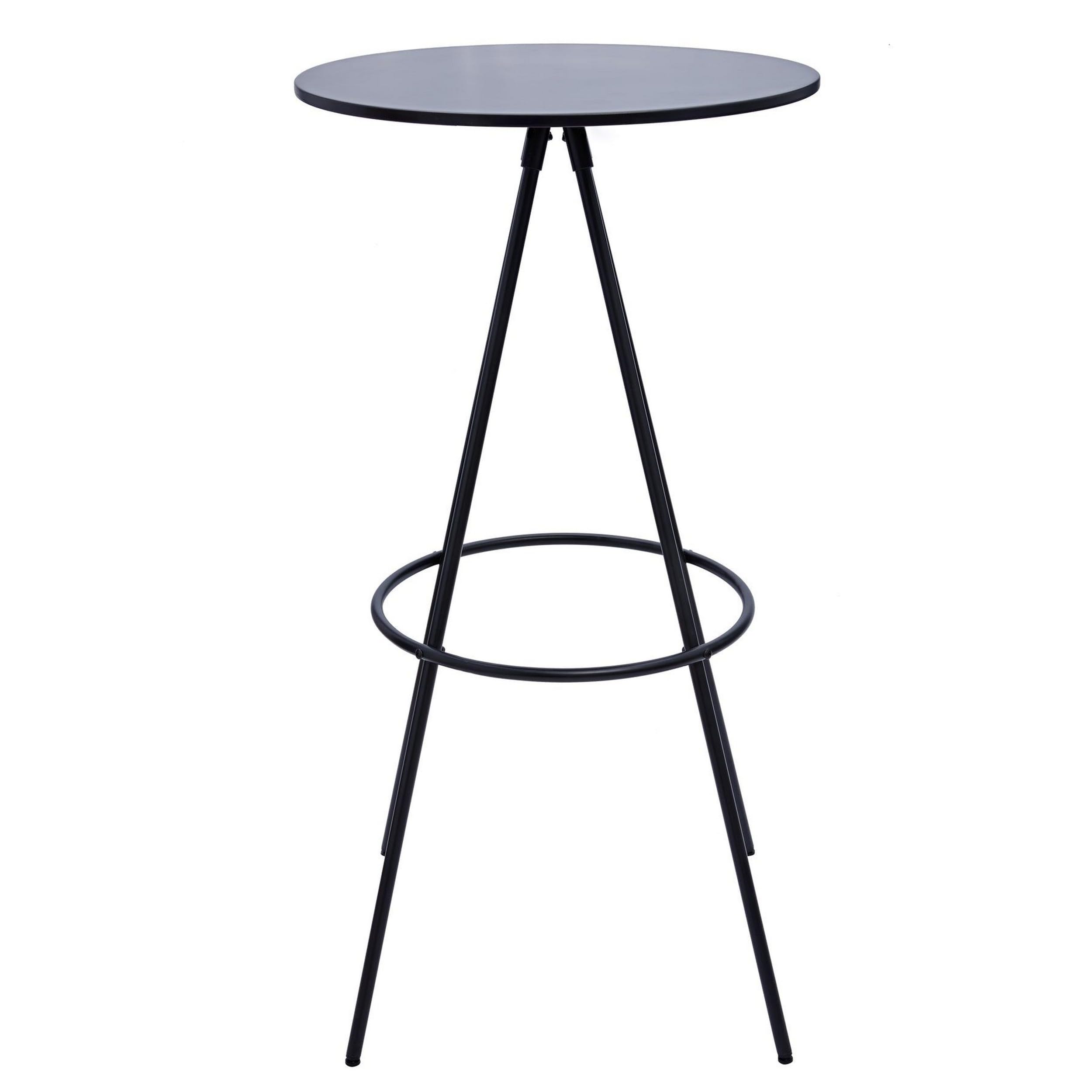 Benjara Bm304656 44 In. Vigo Metal Angled Legs Modern Round Bar Height Pub Table Black