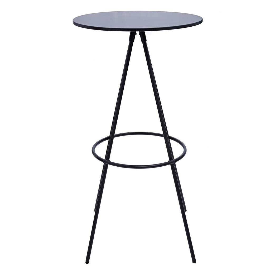 Benjara Bm304656 44 In. Vigo Metal Angled Legs Modern Round Bar Height Pub Table Black