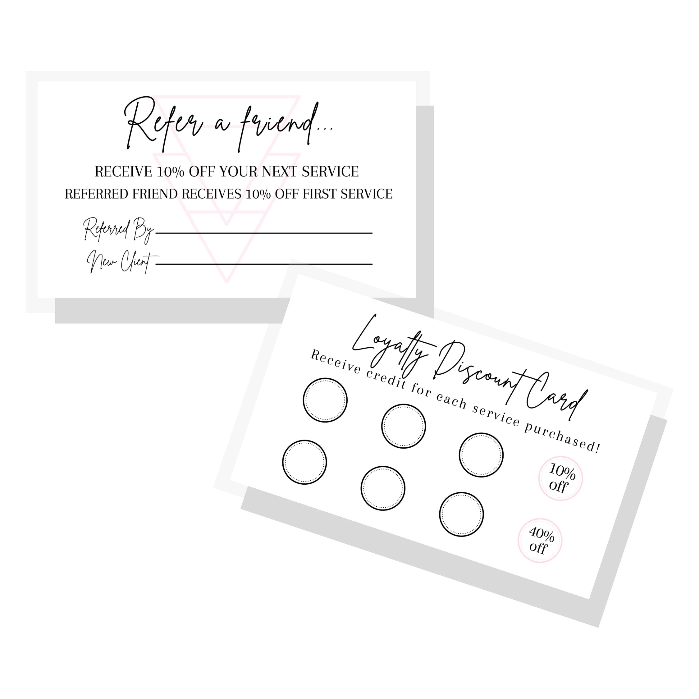 Referral & Loyalty Discount Card | 50 Pack | 3.5 X 2' Inches Business Card Size | Business Referrals | Loyalty Punch Cards | Bl