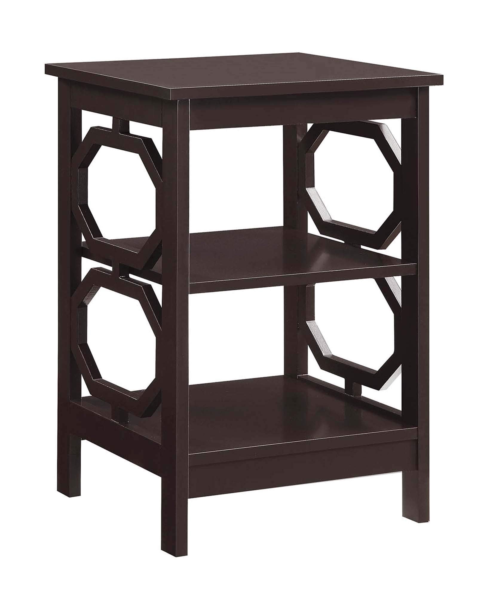 Convenience Concepts Omega End Table with Shelves, Espresso
