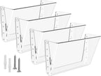 Maxgear Acrylic Wall File Organizer 4 Pockets Hanging File Holder Clear Wall Mounted Mail Organizer Holders For School, Office A