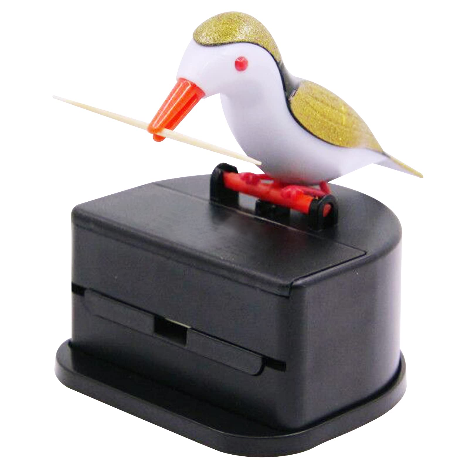 Jucaifu Little bird toothpick dispenser, creative push-type toothpick bird dispenser, toothpick holder. (gold)