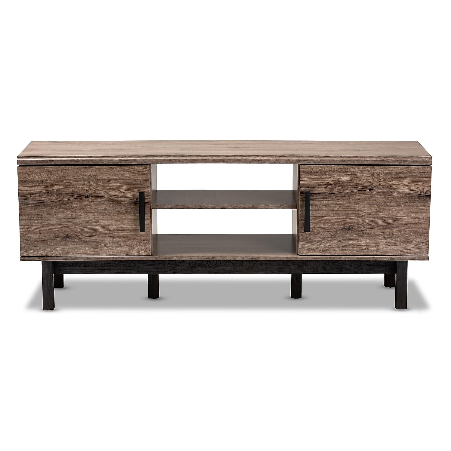 Baxton Studio Arend Modern and Contemporary Two-Tone Oak and Ebony Wood 2-Door TV Stand