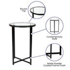 Flash Furniture Greenwich Collection End Table - Modern Clear Glass End Table - Crisscross Matte Black Frame