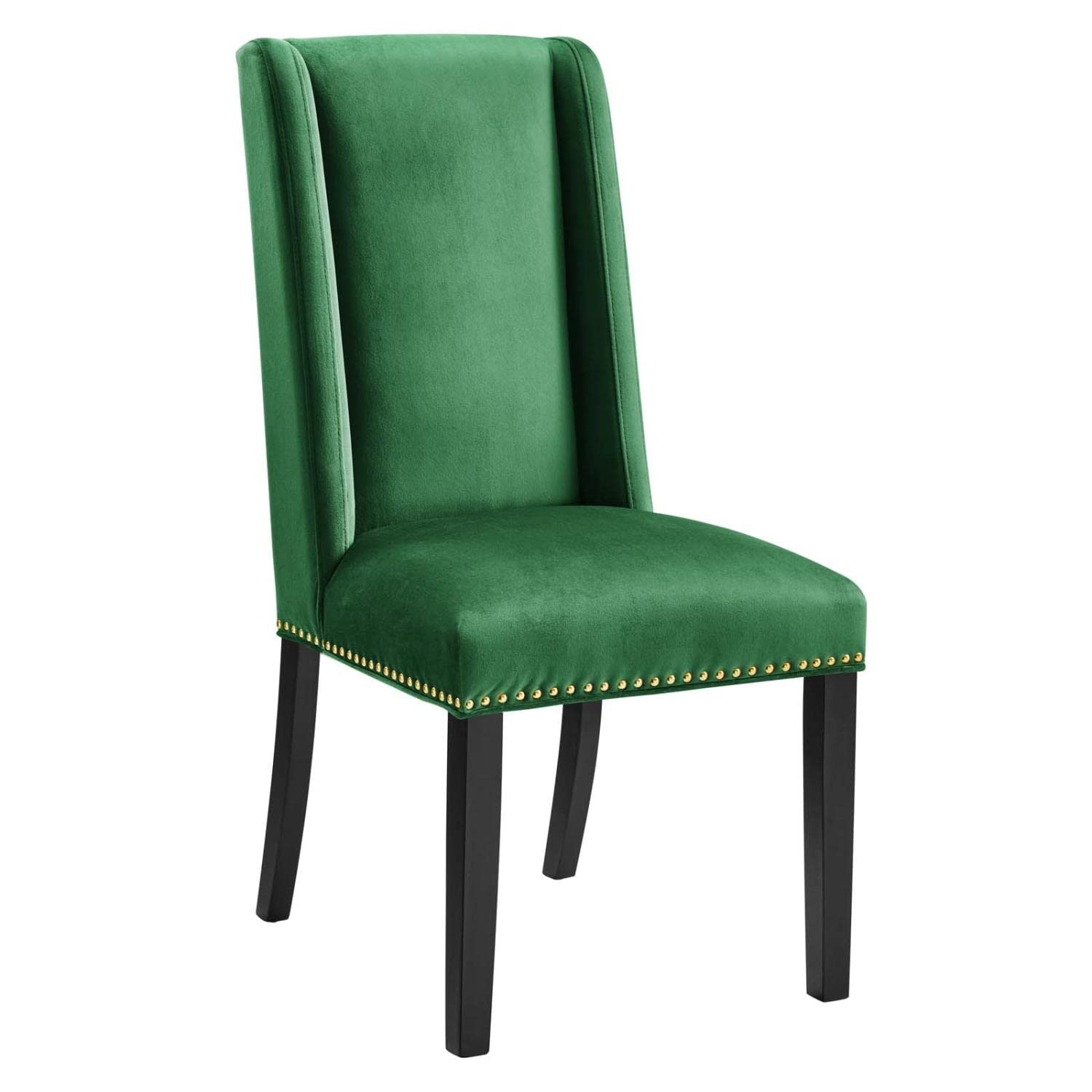 Modway Baron 19.5&Quot; Modern Velvet Dining Chairs In Emerald Green/Black (Set Of 2)