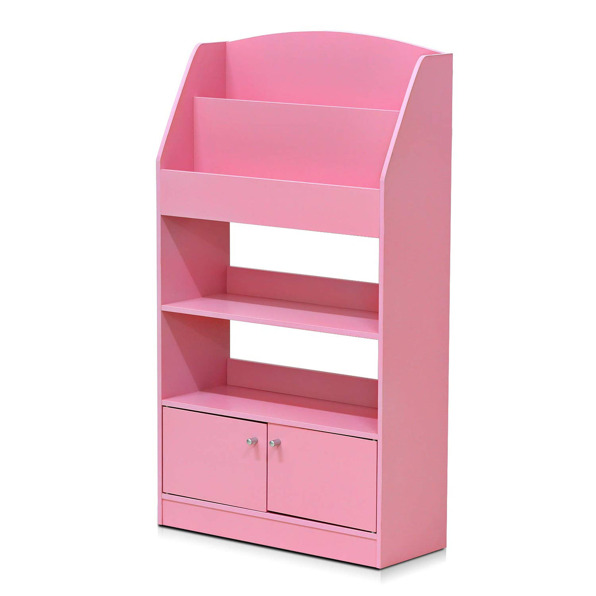 Furinno Lova Magazine/Bookshelf with Storage Cabinet, Pink, 9.45D x 24.57W x 43.31H in