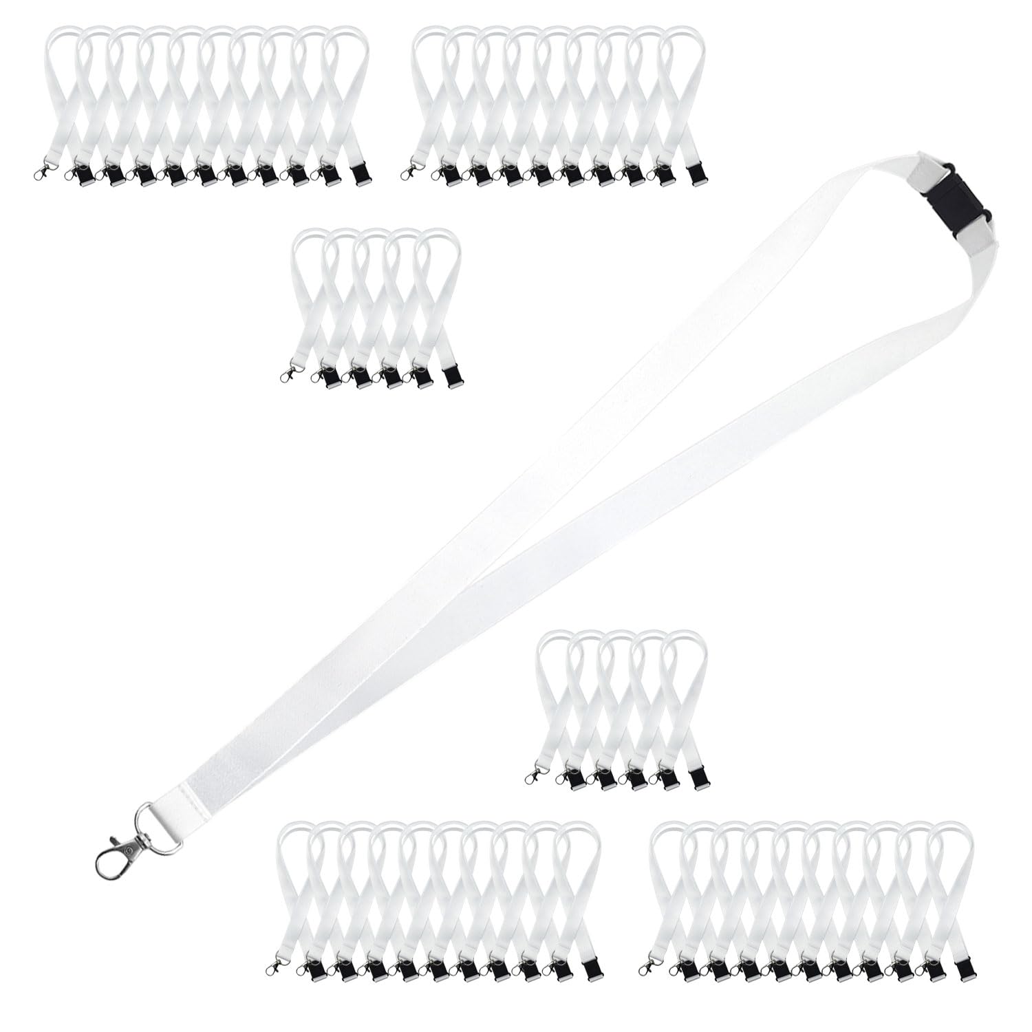 YOUKE OLA 50 Pack Sublimation Lanyards Blank Bulk White Sublimation Lanyards with Detachable Buckles Neck Lanyards Heat Transfer
