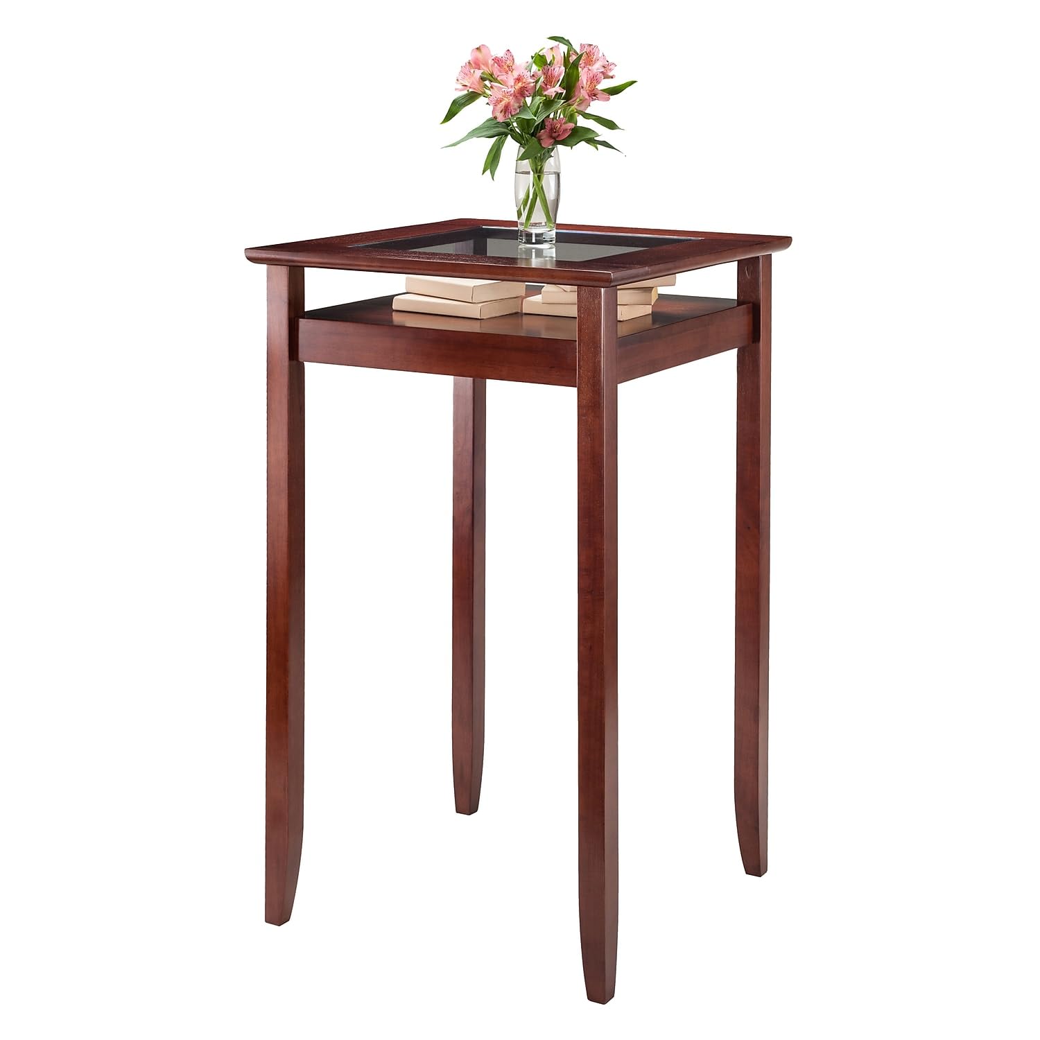 Winsome Halo Pub Table with Tempered Glass Top, Walnut (94127)
