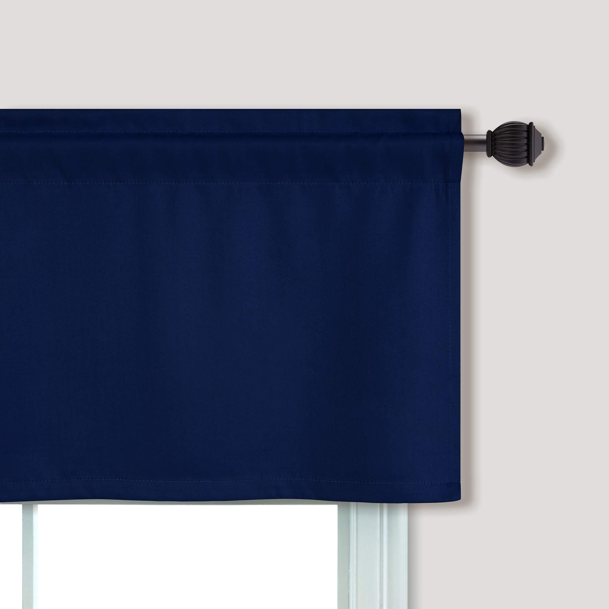 Mrs.Naturall Valance For Kitchen Window,Navy Blue,36 X 16 Inch Length