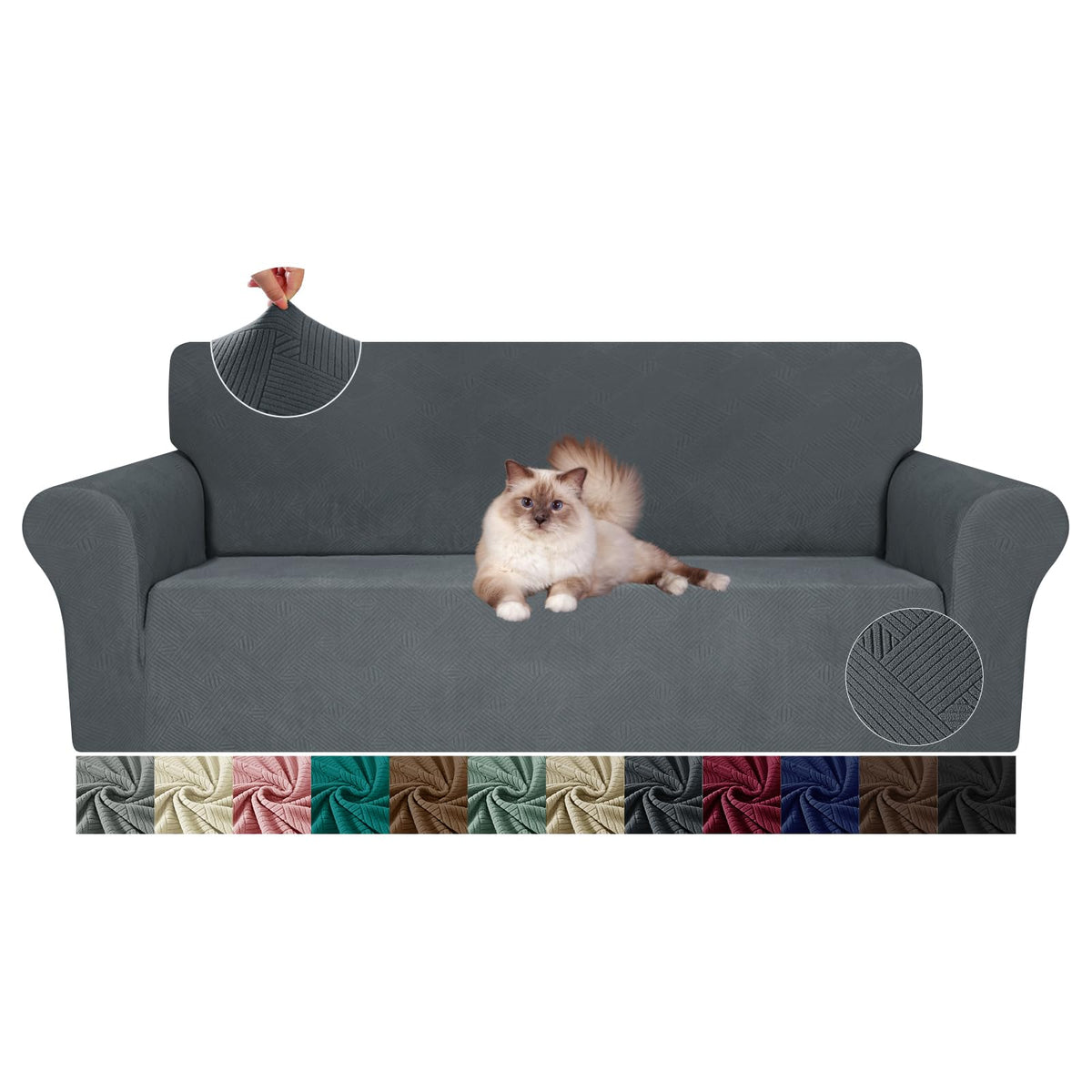 Jiviner 2024 Newest Sofa Slipcovers, Stretch 1 Piece Couch Covers For 3 Cushion Couch Jacquard Washable Sofa Covers With Elastic
