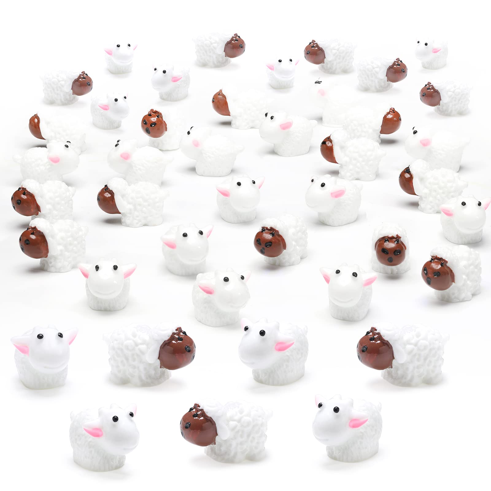 120 Pcs Mini Bunny Sheep Duck Turtle Figurines Bulk Rabbit Sheep Miniature Figurines Resin Cute Animals Miniature Duck Bunny She