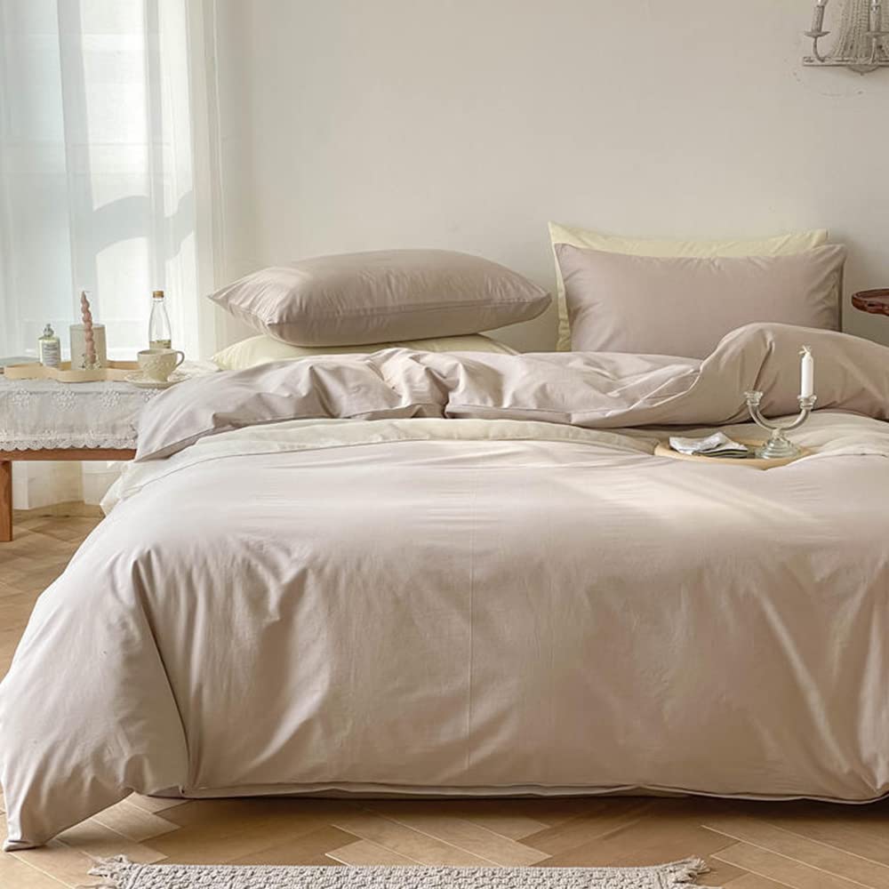 Clothknow Beige Khaki Comforter Set Queen 3Pcs Oatmeal Bedding Comforter Sets Coffee Cream Queen Comforter Light Taupe Queen Siz