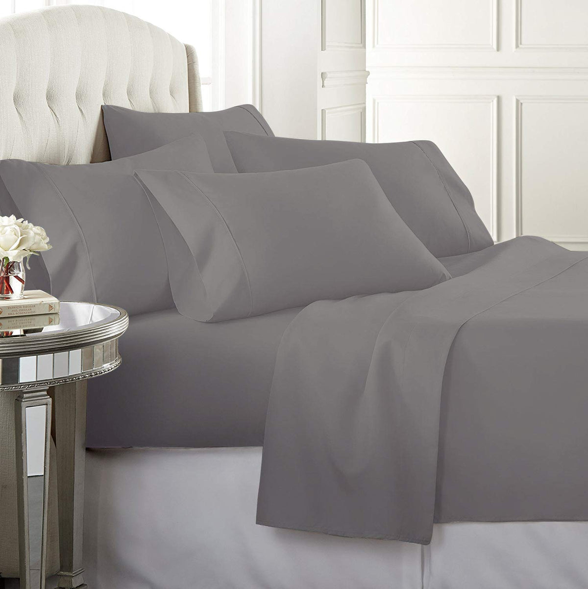 Celine Linen Luxurious Bed Sheets Set On Amazon 1800 Premier Hotel Quality Wrinkle Free 4-Piece Sheet Set With Deep Pockets, Que
