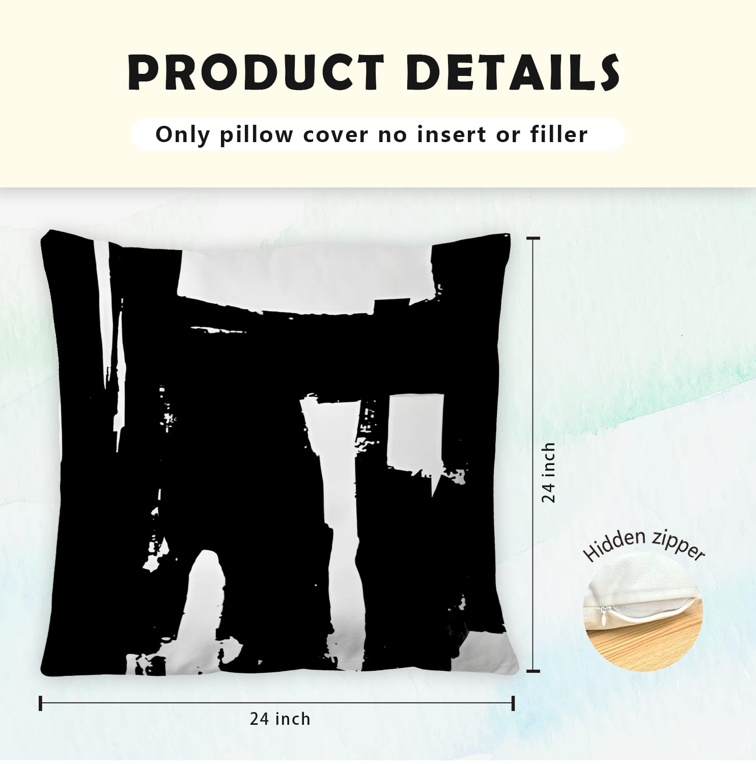 Supwhd Black And White Pillow Covers, Black And White Pillows Cover 24X24, Black And White Throw Pillows Cover Set Of 2, Black A