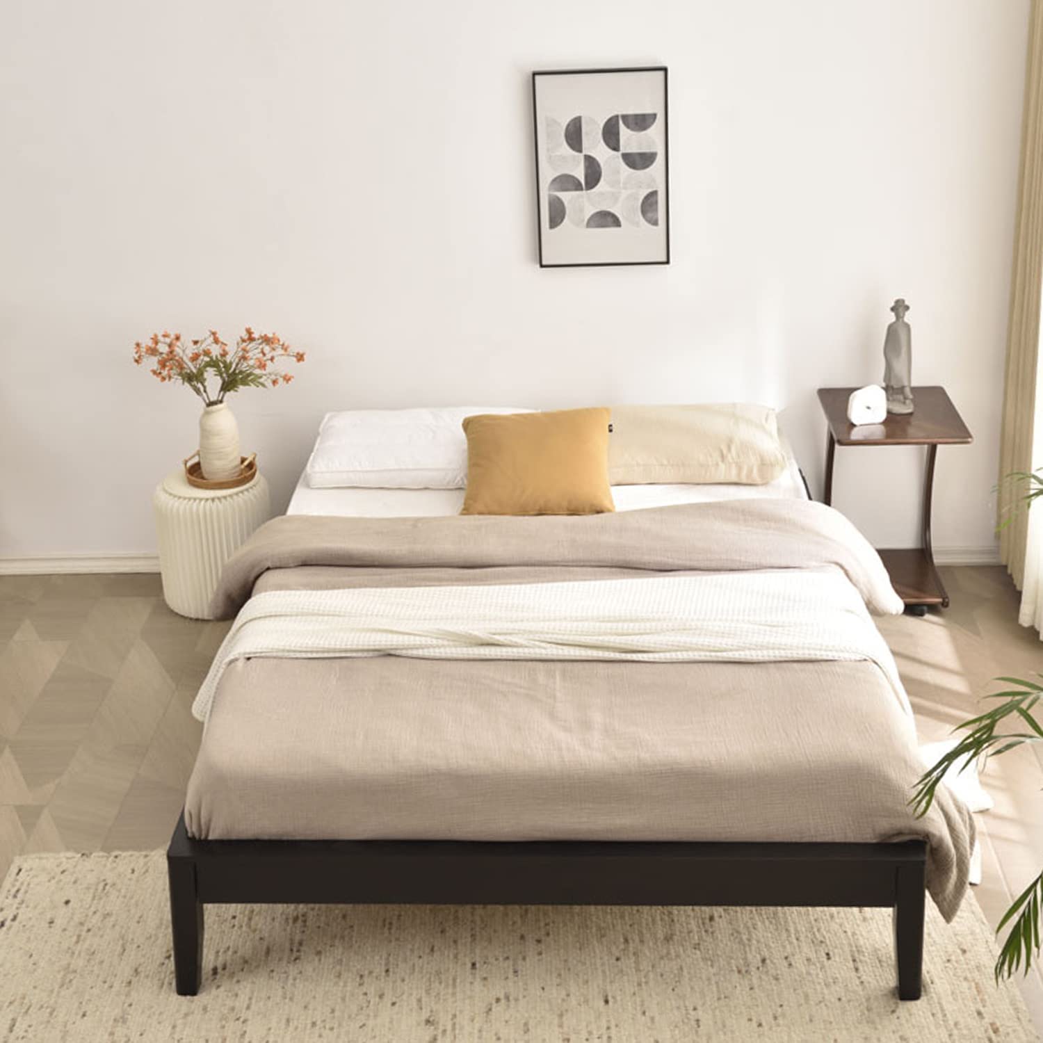 Woodpeckers Furniture And Mattress Stella Solid Pine Wood Platform Bed Frame (Black, Full)