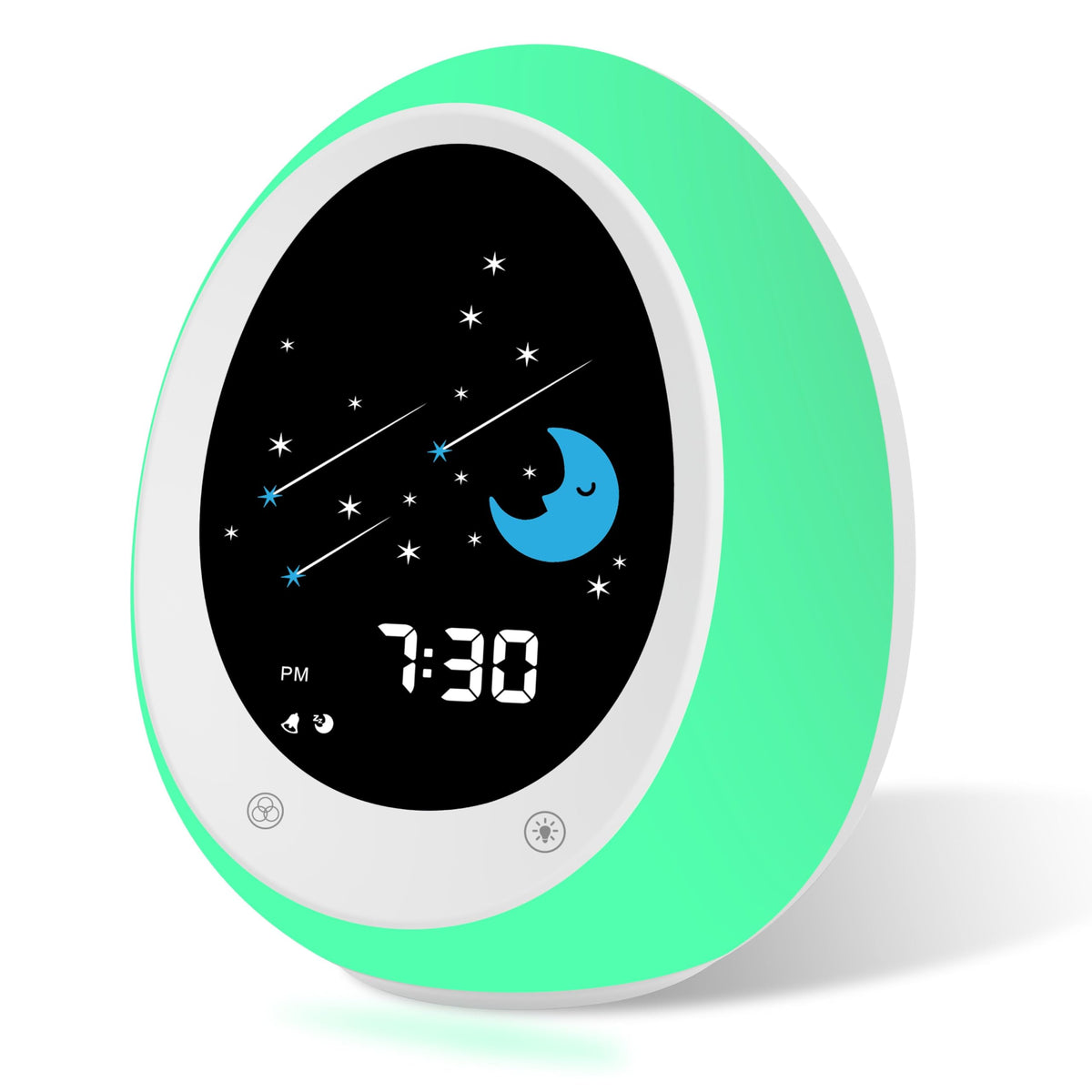 BUTTING Kids Alarm Clock, Toddler Sleep Training Clock with Sun & Moon, Sound Machine, Night Light, Ok to Wake Alarm Clock for C