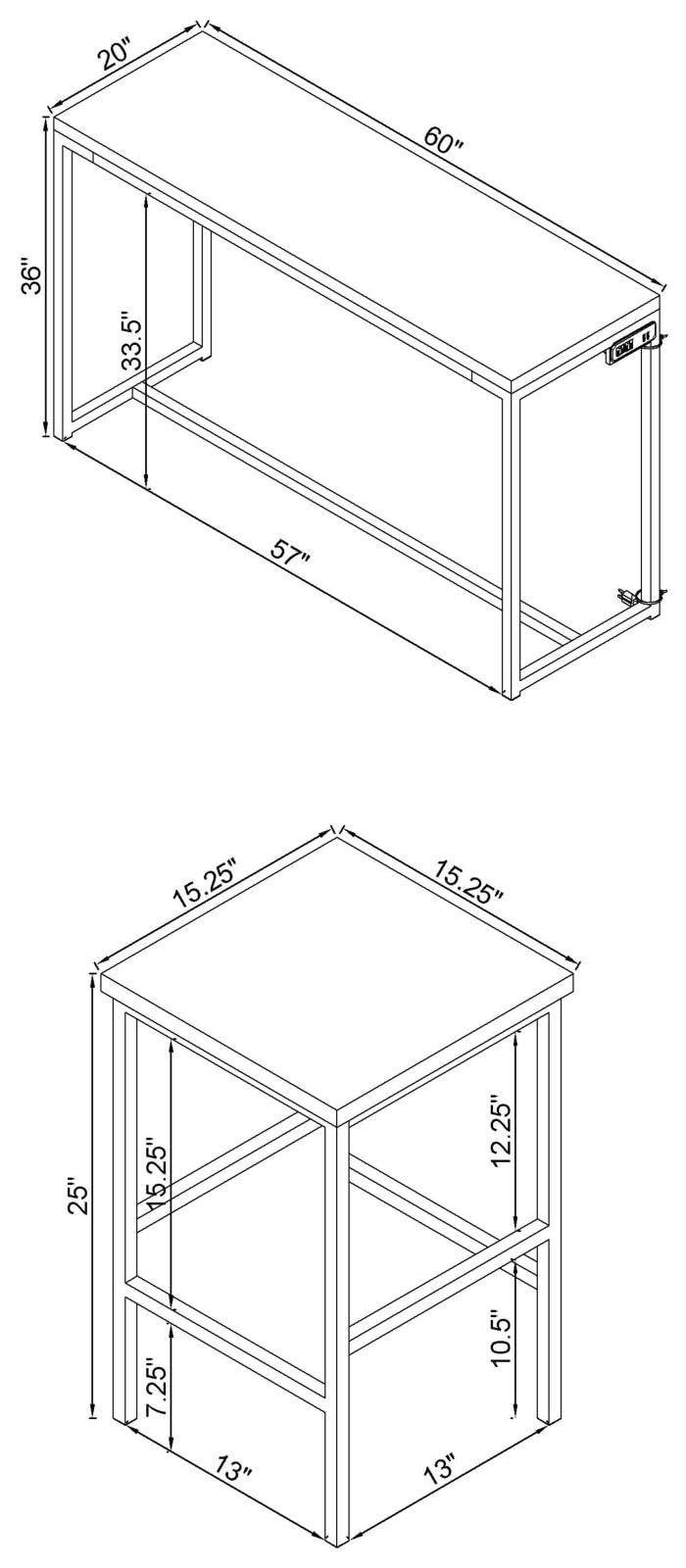 Coaster Home Furnishings Marmot 4-Piece Rectangle Dark Oak and Chrome Counter Height Set, Table (182255)