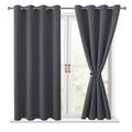 Hiasan Grommet Blackout Curtains For Bedroom, 52 X 54 Inches Long - Thermal Insulated & Light Blocking Window Curtains For Living Room, 2 Drape Panels Sewn With Tiebacks, Dark Grey