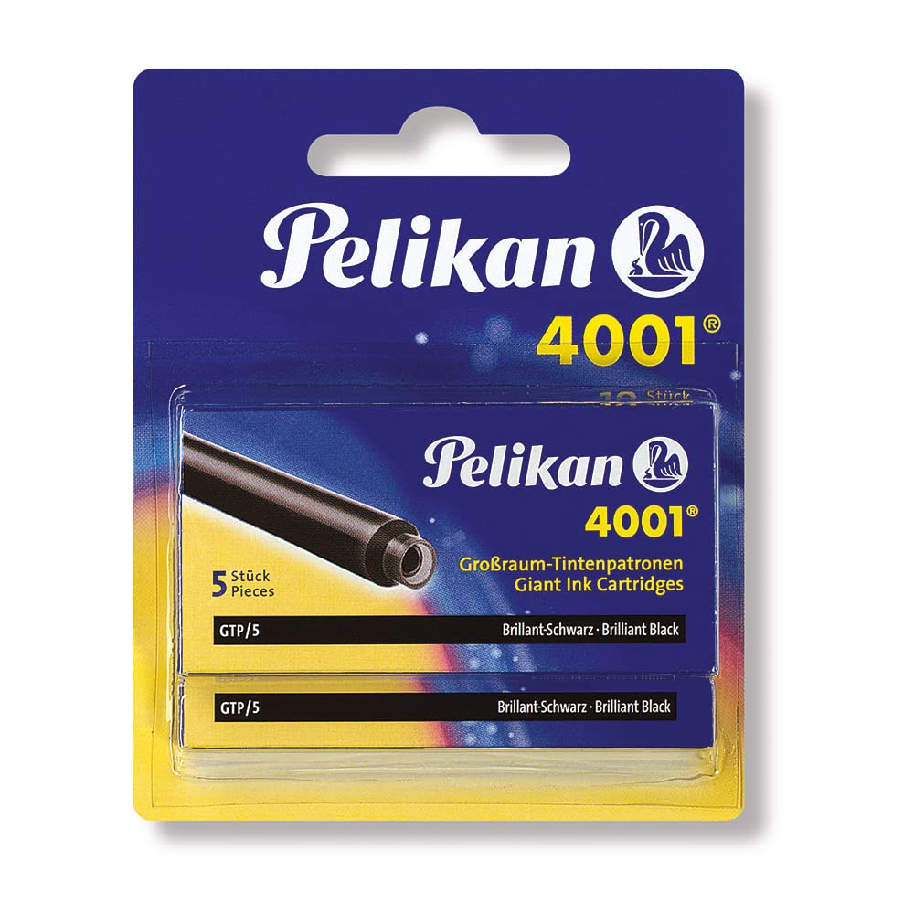 Pelikan 4001 Gtp/5 Ink Cartridges For Fountain Pens, Brilliant Black, 1.4Ml, 10 Pack (330860)