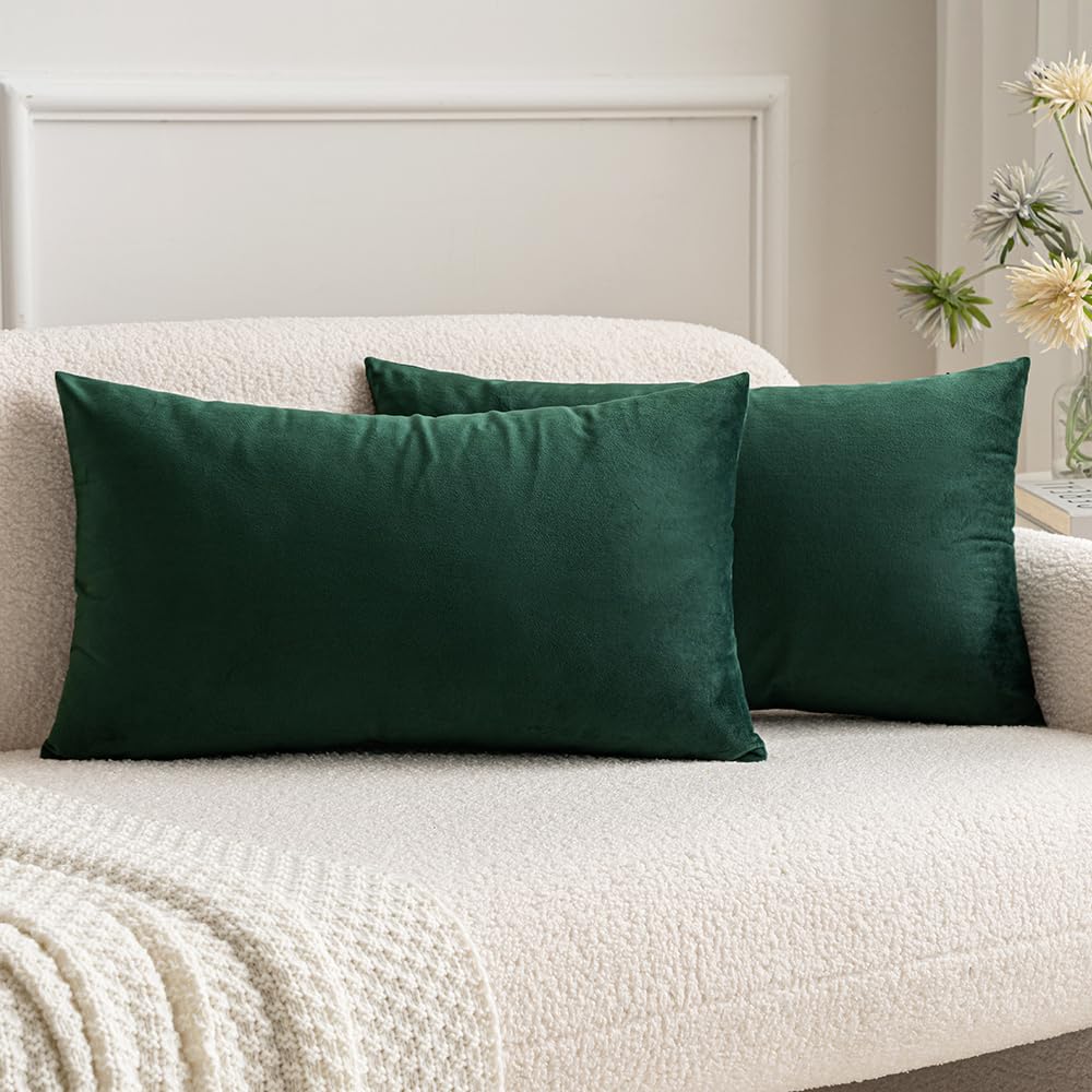 Miulee Pack Of 2 Velvet Soft Solid Decorative Square Throw Pillow Covers Set Cushion Case For Spring Decor Sofa Bedroom Car 12X2