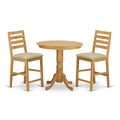 East West Furniture JACF3-OAK-C 3 Piece Kitchen Counter Height Dining Table Set Contains a Round Pub Table with Pedestal and 2 Linen Fabric Upholstered Chairs, 36x36 Inch, Oak