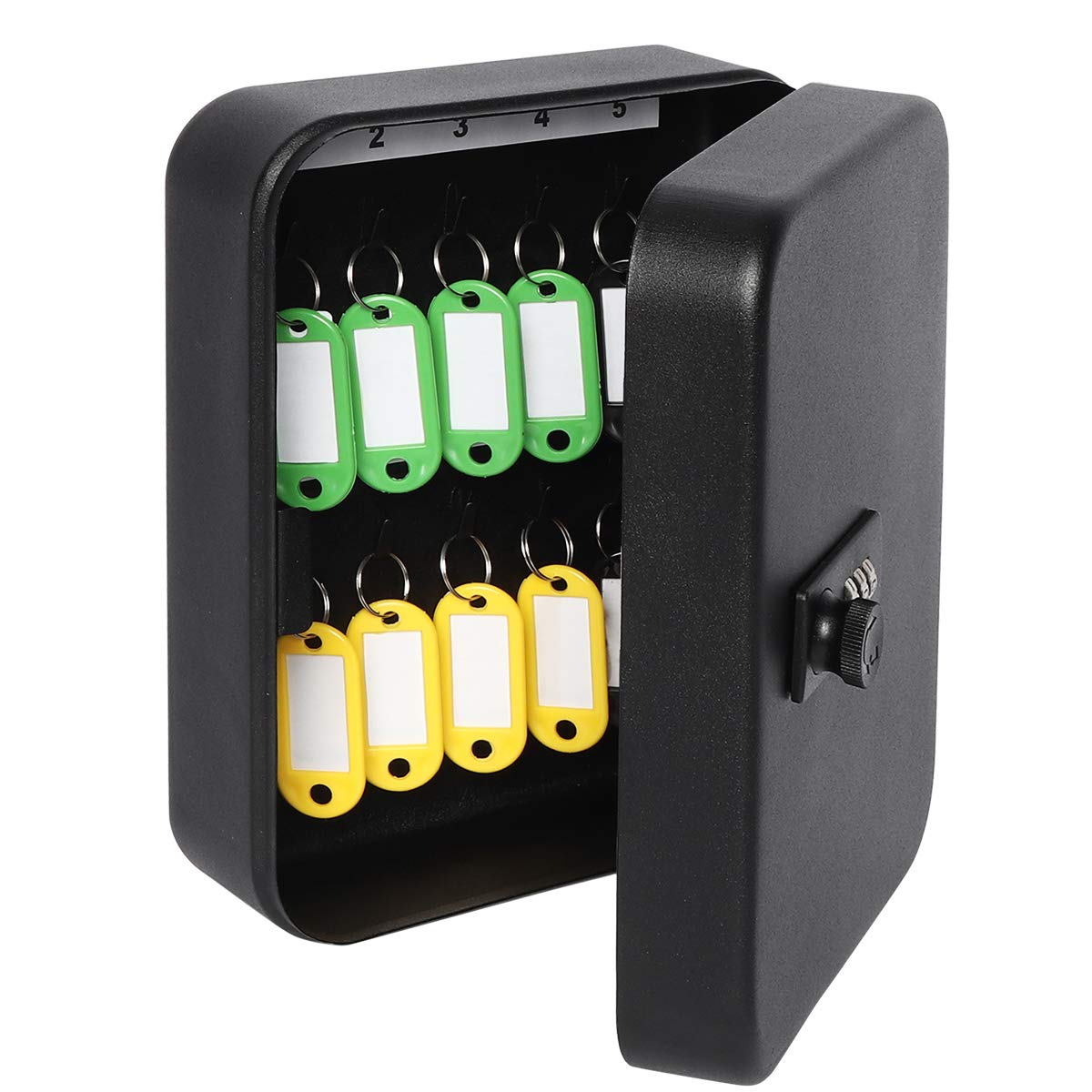 Secure Key Box With Combination Lock, Decaller Key Cabinet Wall Mount Lock Box With 20 Hooks, 7 4/5' X 6 1/5' X 2 4/5'