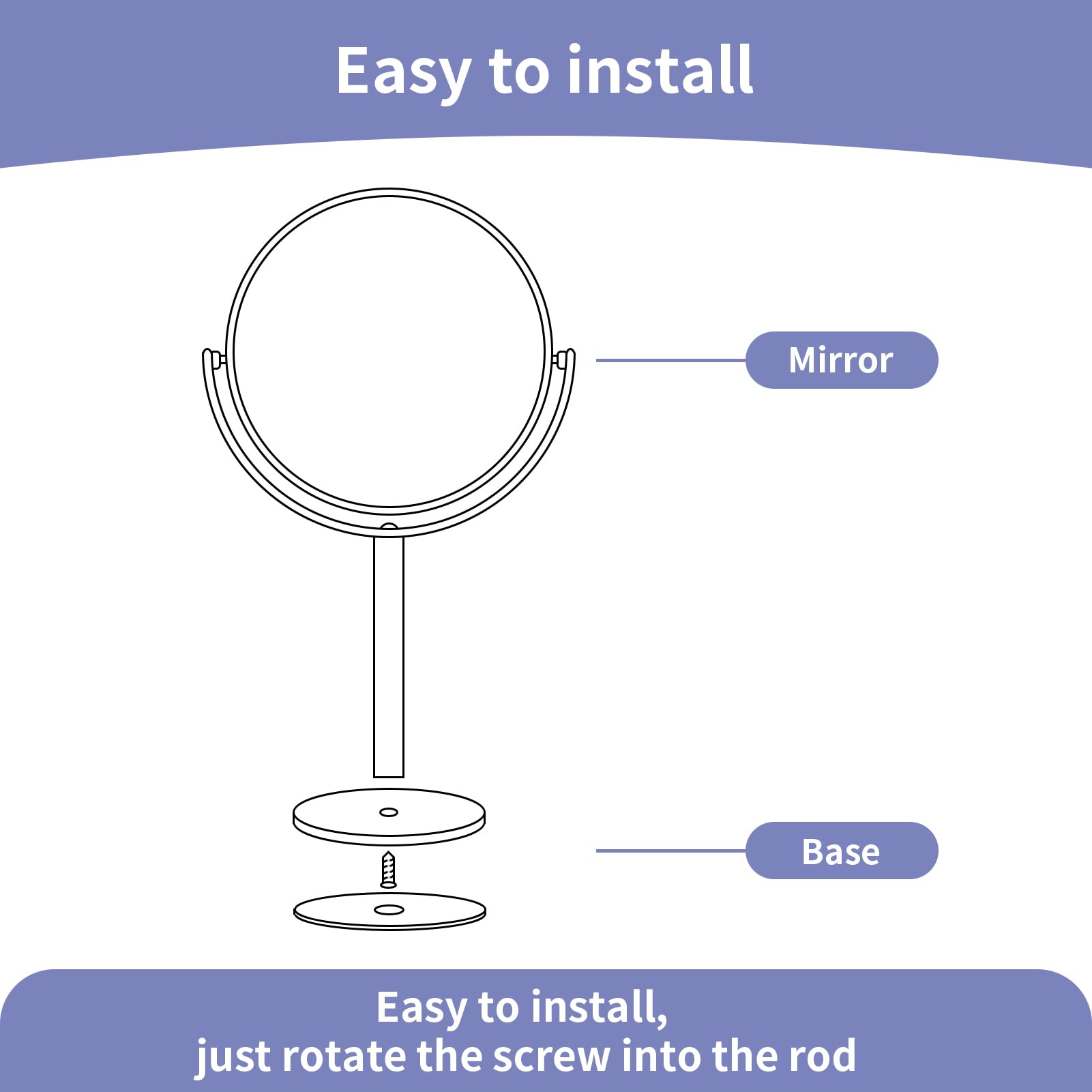 Schliersee Gold Magnifying Vanity Makeup Mirror, 1X/3X Double Sided Swivel Magnification Standing Desk Mirror, 7 Inch