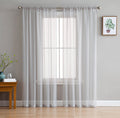 HLC.ME Silver Grey Sheer Voile Extra Long Window Treatment Rod Pocket Curtain Panels for Bedroom and Living Room (54 x 108 inche