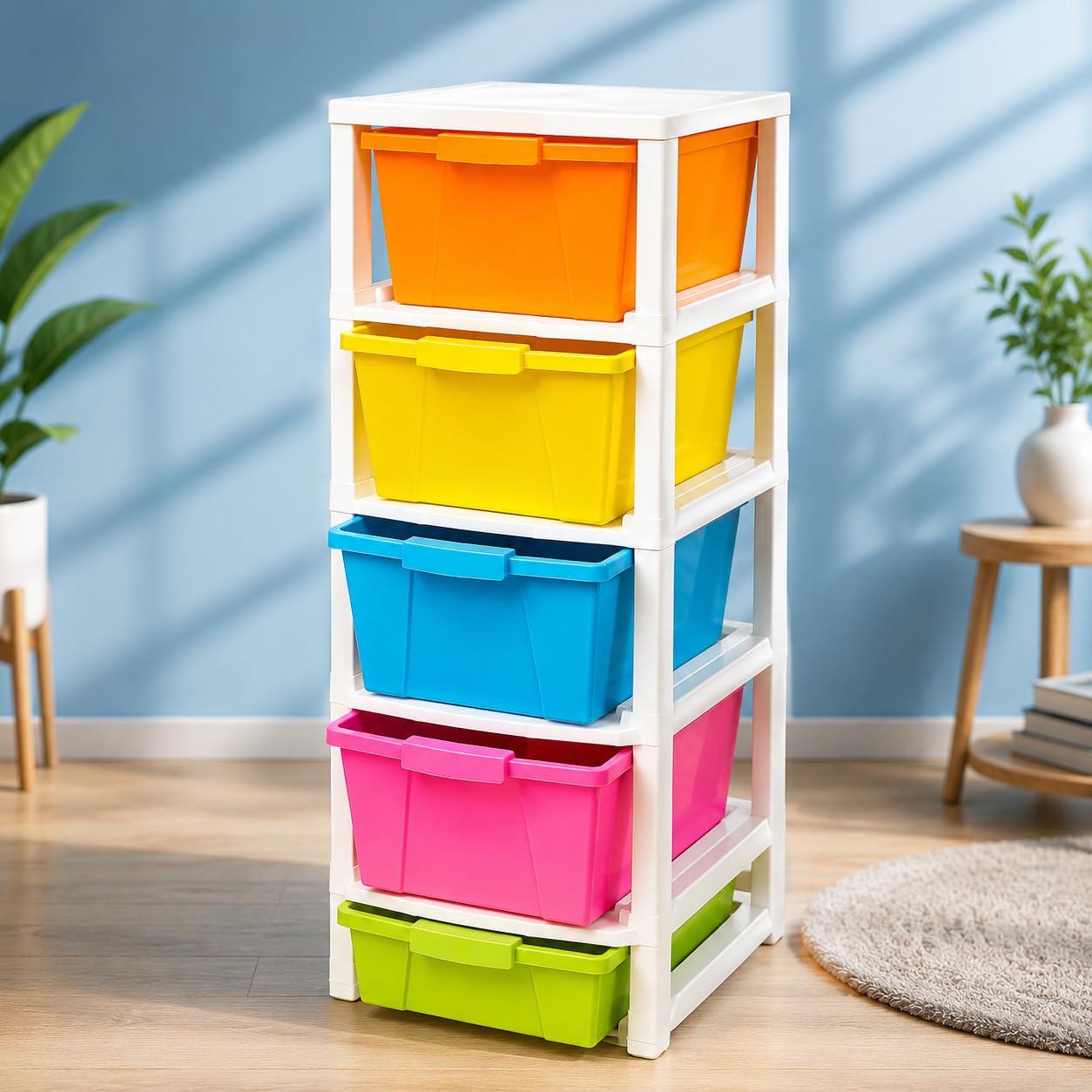 Drawer Home And Room Plastic Drawers Storage, Multicolor, Drawer Storage Organizer Plastic Cabinet Drawer For Clothes, Toys & S