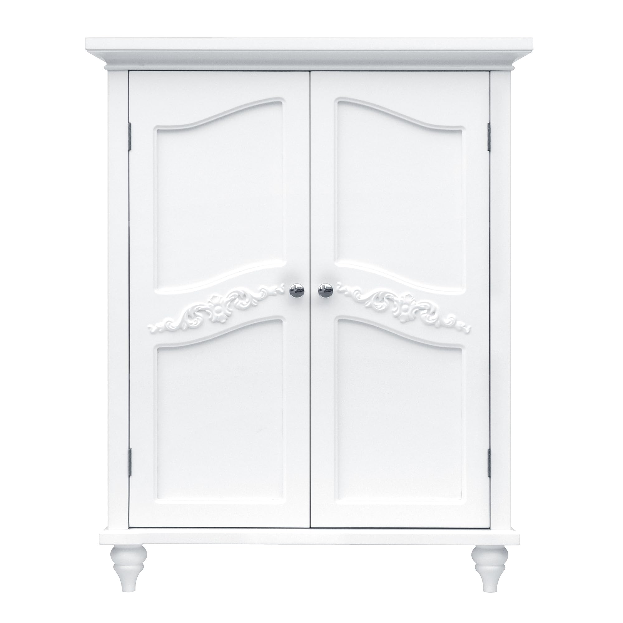 Teamson Home Versailles Wooden Freestanding Floor Storage Cabinet with 2 Adjustable Interior Shelves 3 Storage Spaces and 2 Flor