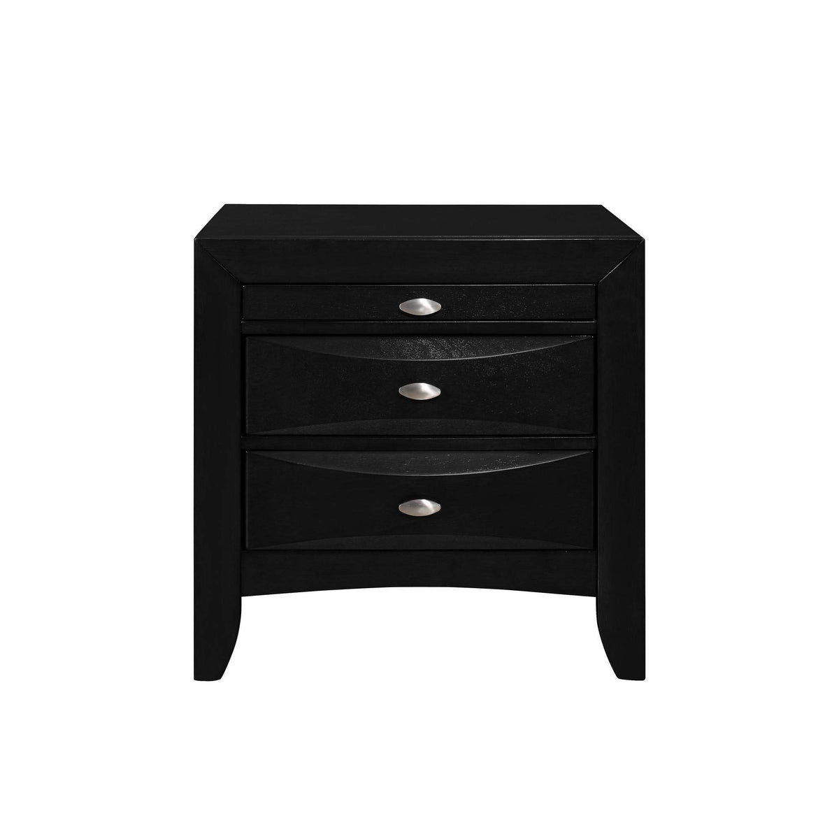 HomeRoots Black Nightstand with 2 Chambered Drawer