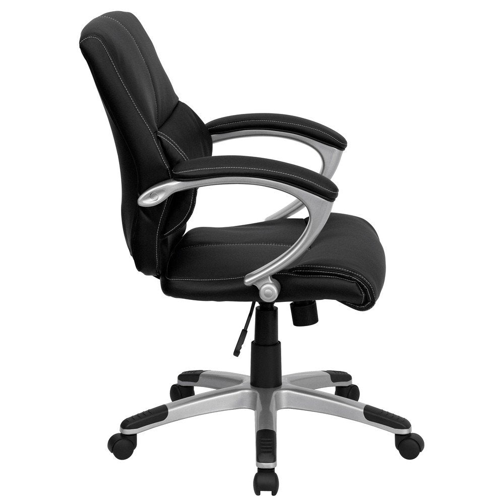 Flash Furniture 37L2Mid Mid-Back Leather Contemporary Manager'S Office Chair, Black