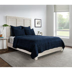 Kosas Home Dimitry 96x108 Rayon Velvet and Cotton Sateen King Quilt in Blue