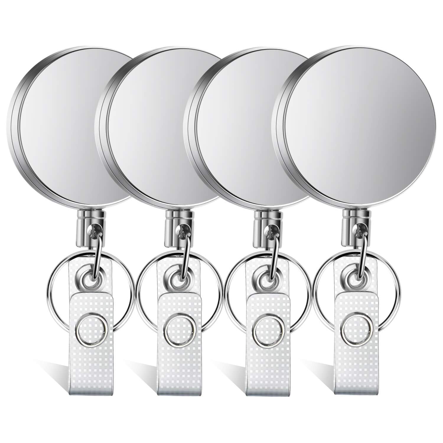 Selizo 4 Pieces Retractable Badge Holder Heavy Duty Badge Reels Id Holder With Keychain Ring Clip For Id Card Carabiner Key Card