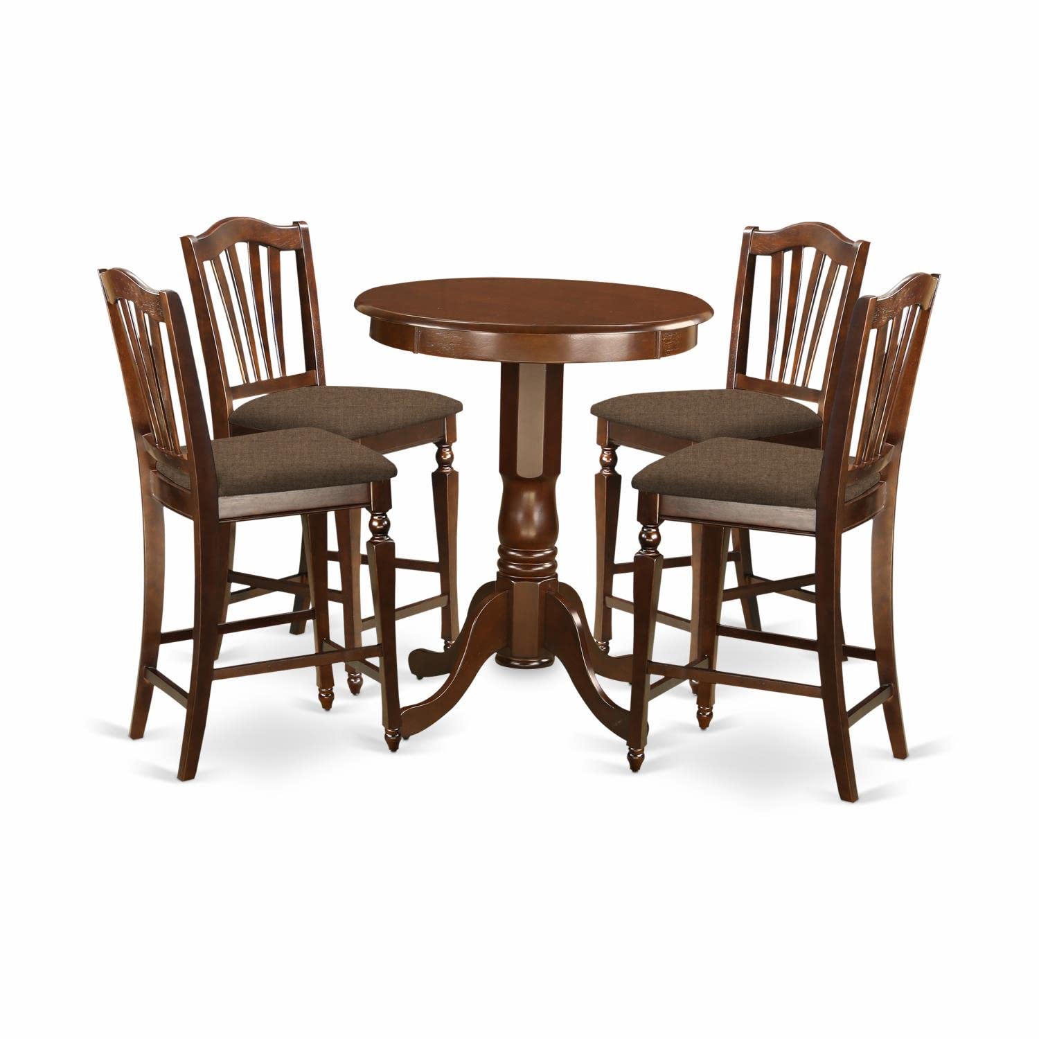 East West Furniture Edch5-Mah-C 5 Pc Counter Height Set - High Table And 4 Dining Chairs.